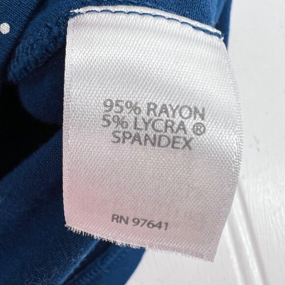 J.Jill Wearever Collection Blue Polka Dot V-Neck Short Sleeve Top XL Rayon/Spand - Picture 4 of 7